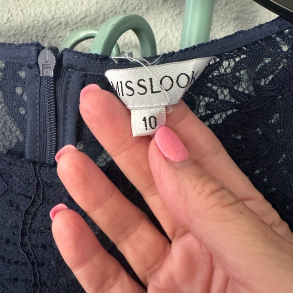 MISSLOOK Navy and Pink Embroidered Dress size 10 - Picture 4 of 5